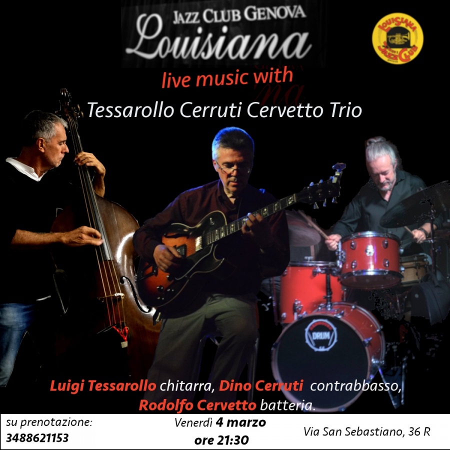 Il Trio Tessarolo Cerruti Cervetto. Venerdì 4 marzo al Louisiana J. C